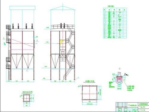 华康环保为山东75吨锅炉设计的长袋脉冲除尘器图纸